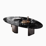 Elegant Black Marble Coffee Table with Stainless Steel Base - Modern Home Decor fyeyj-5218