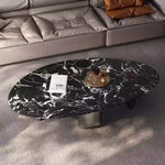 Elegant Black Marble Coffee Table with Stainless Steel Base - Modern Home Decor fyeyj-5218