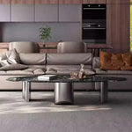 Elegant Black Marble Coffee Table with Stainless Steel Base - Modern Home Decor fyeyj-5218