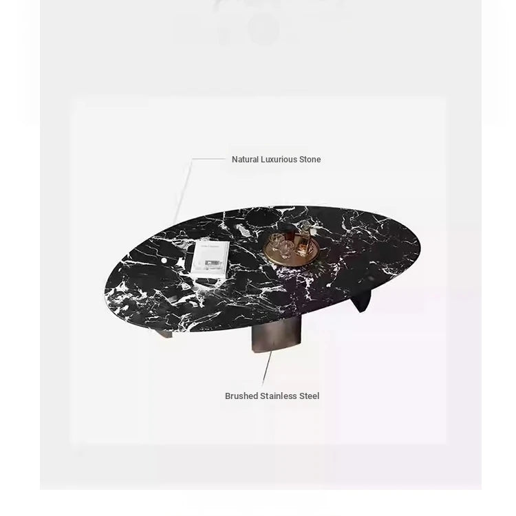 Elegant Black Marble Coffee Table with Stainless Steel Base - Modern Home Decor fyeyj-5218