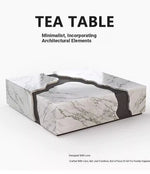 Stylish Marble and Oak Tea Table - Modern Elegance for Your Living Room fyeyj-5220