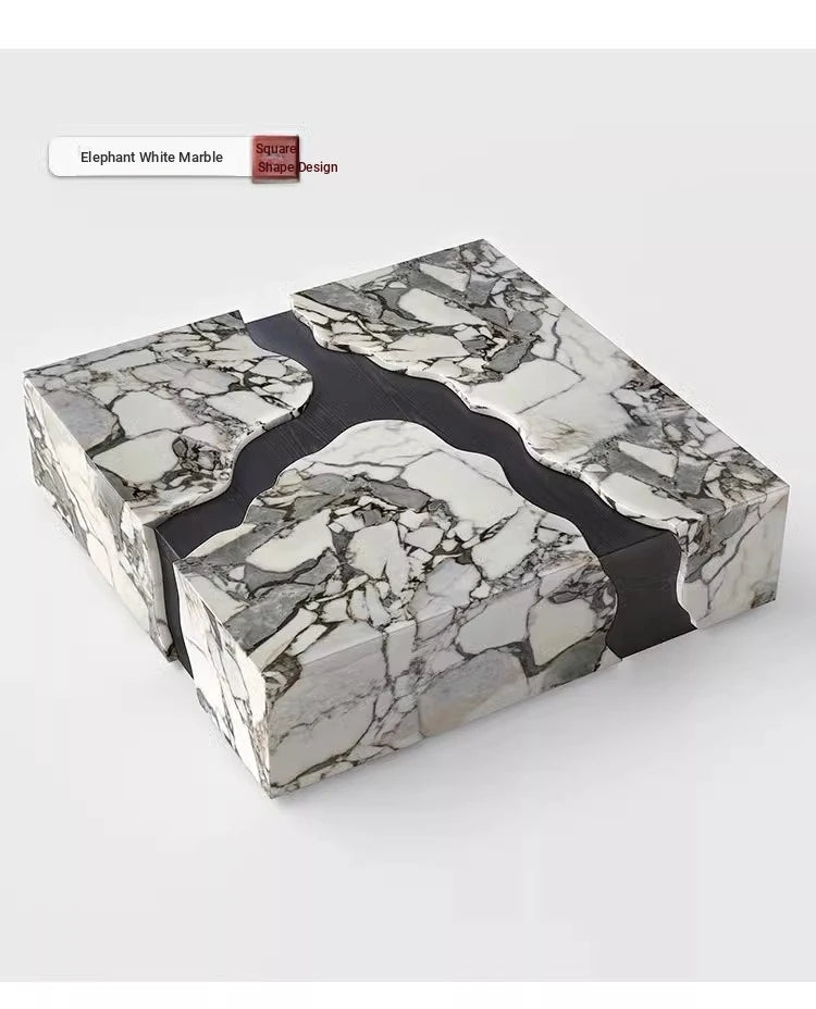 Stylish Marble and Oak Tea Table - Modern Elegance for Your Living Room fyeyj-5220