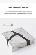 Stylish Marble and Oak Tea Table - Modern Elegance for Your Living Room fyeyj-5220