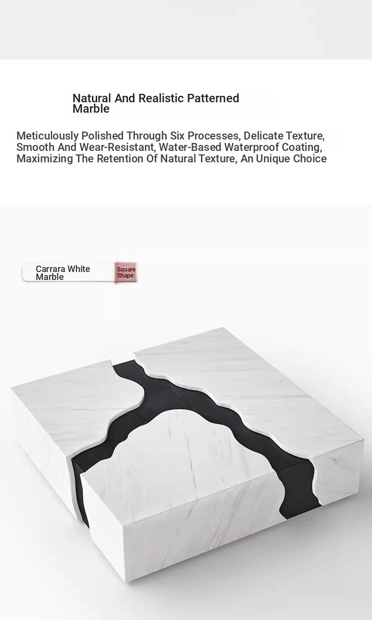 Stylish Marble and Oak Tea Table - Modern Elegance for Your Living Room fyeyj-5220