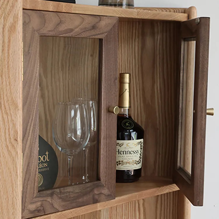 Elegant Corner Cabinet with Pine Wood and Glass Doors - Stylish Home Storage Solution fyf-2229