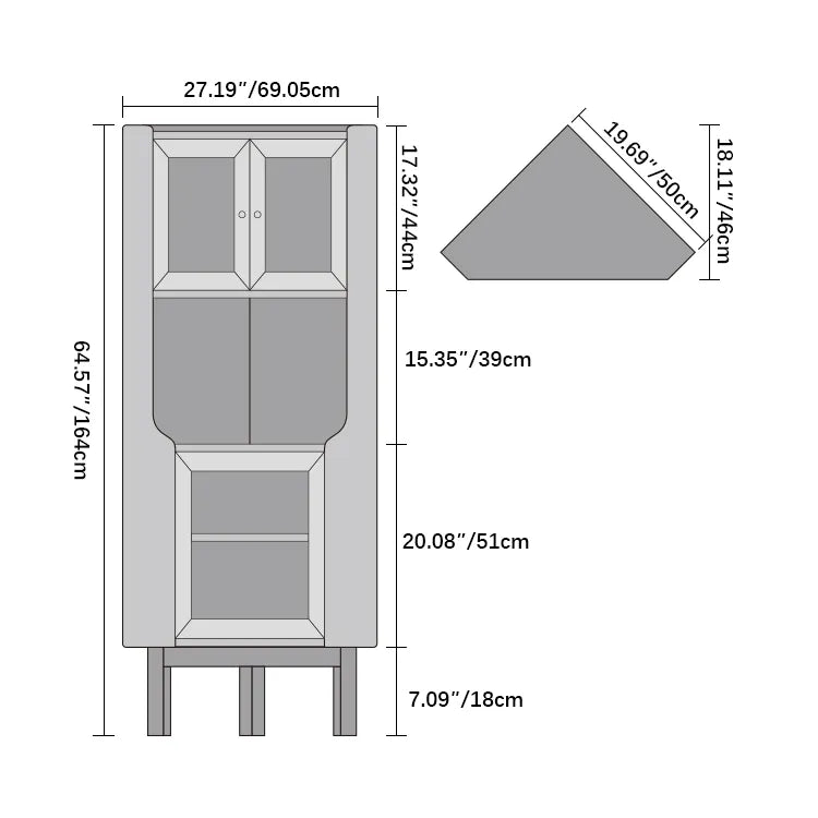 Elegant Corner Cabinet with Pine Wood and Glass Doors - Stylish Home Storage Solution fyf-2229