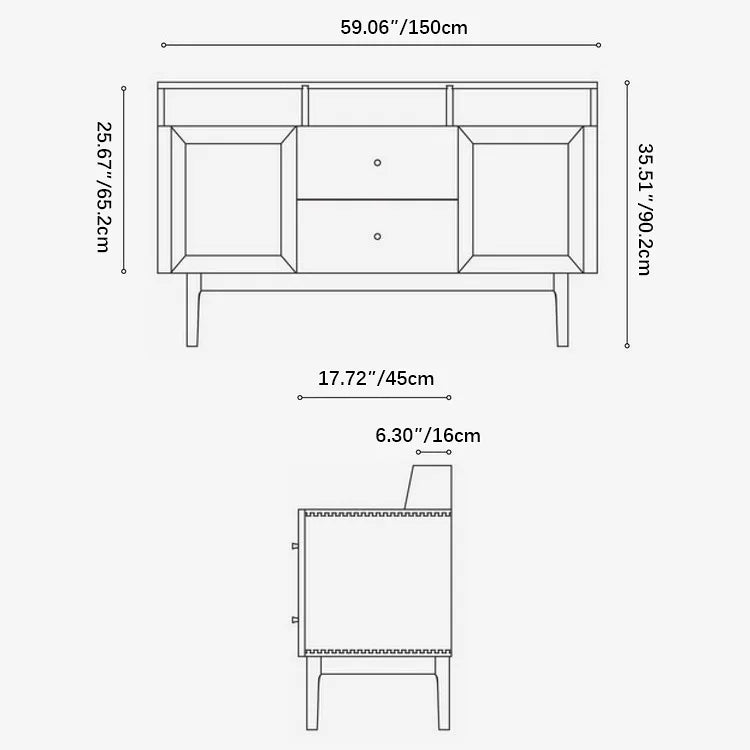 Mid-Century Modern Solid Wood Sideboard Cabinet for Stylish Living Rooms fyf-2230