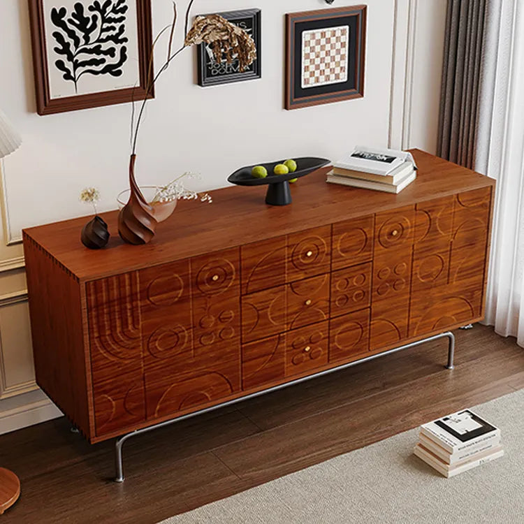 Stylish Solid Wood Cabinet with Artistic Geometric Design for Modern Living Spaces fyf-2231