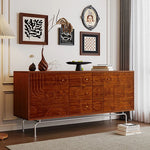 Stylish Solid Wood Cabinet with Artistic Geometric Design for Modern Living Spaces fyf-2231