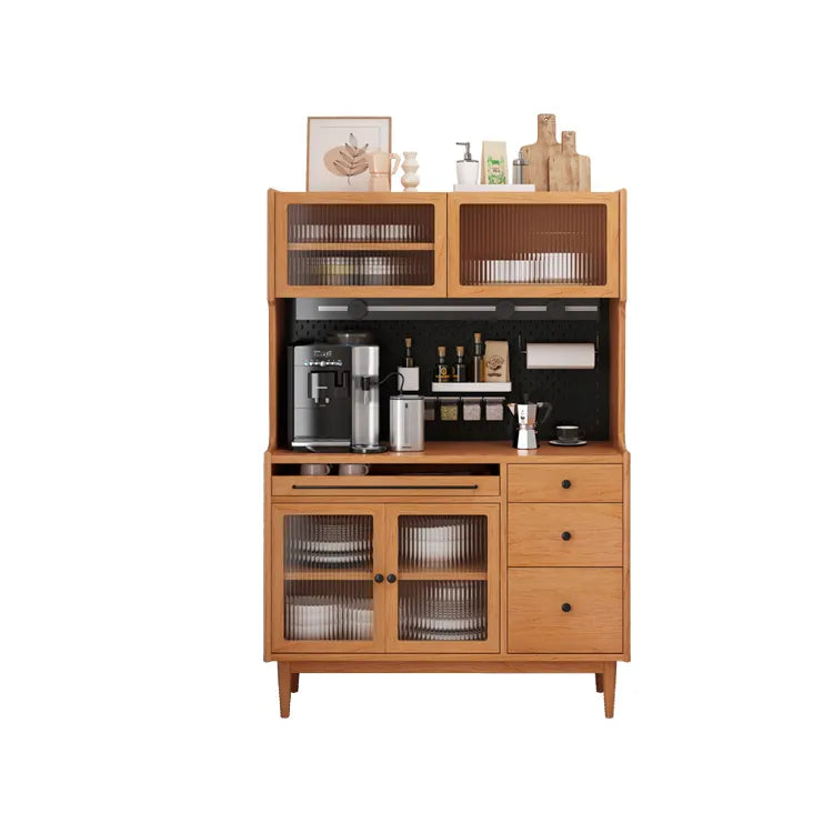 Stylish Solid Wood Cabinet with Glass Doors - Perfect for Kitchen or Dining Room Storage fyf-2232