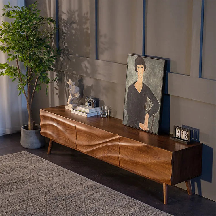 Sleek Cherry and Walnut Wood TV Cabinet – Modern Luxury Design for Your Living Room fyf-2235