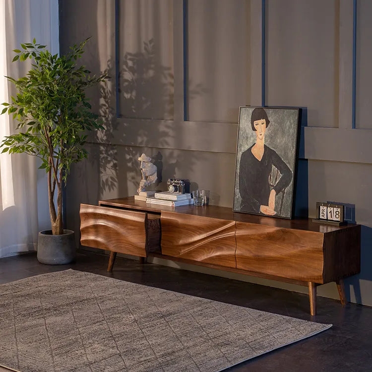 Sleek Cherry and Walnut Wood TV Cabinet – Modern Luxury Design for Your Living Room fyf-2235