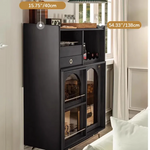 Solid Wood Cabinet with Glass Doors and Stainless Steel Accents - Elegant Home Storage Solution fyf-2237