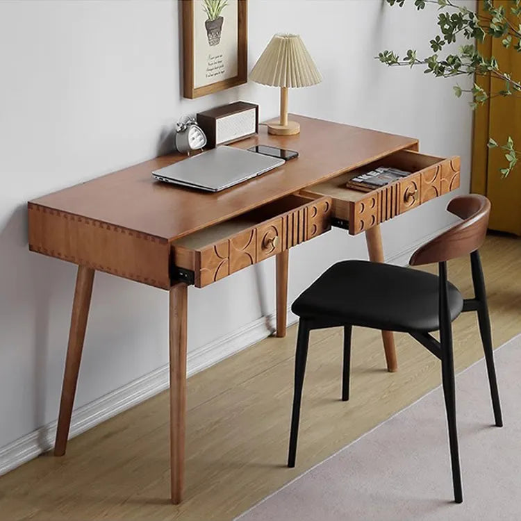 Mid-Century Pine Wood Console Table with Geometric Drawers - Perfect for Home Offices and Living Rooms fyf-2238