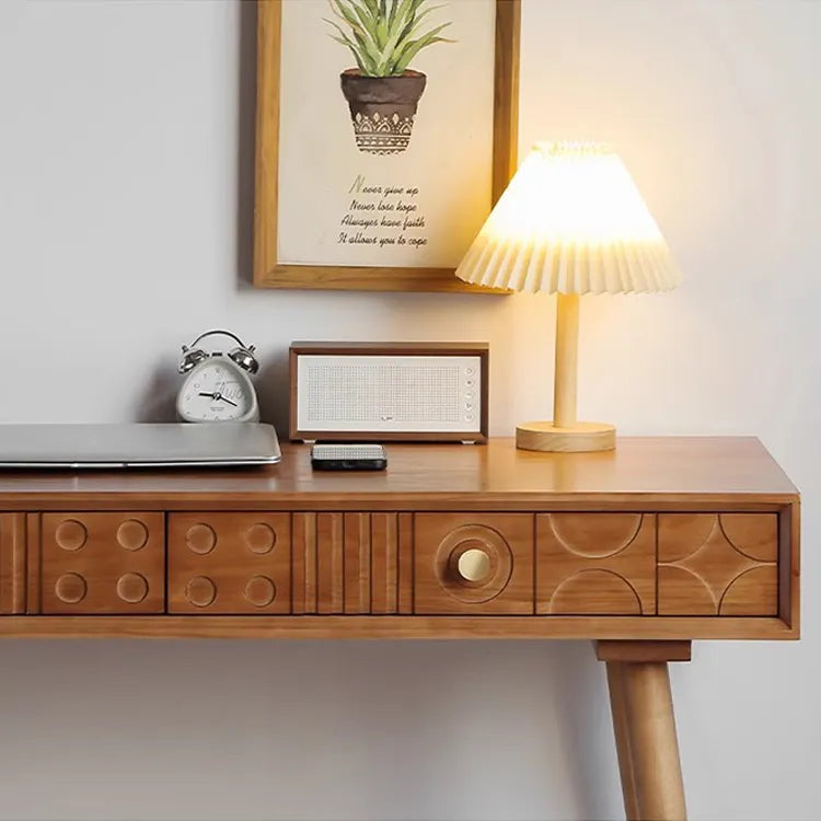 Mid-Century Pine Wood Console Table with Geometric Drawers - Perfect for Home Offices and Living Rooms fyf-2238