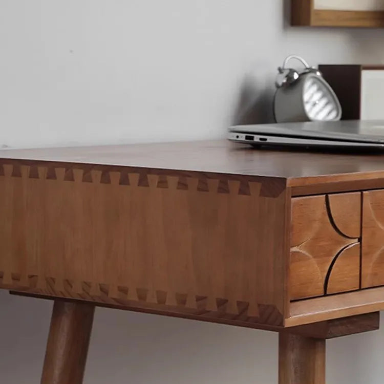 Mid-Century Pine Wood Console Table with Geometric Drawers - Perfect for Home Offices and Living Rooms fyf-2238