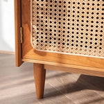 Solid Wood Rattan & Glass Cabinet - Elegant Storage Solution for Modern Living Rooms fyf-2239