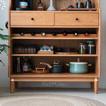 Elegant Solid Wood Cabinet with Rattan & Glass Doors for Stylish Storage fyf-2240