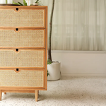Solid Wood Rattan Cabinet - Stylish Storage for Your Bedroom Decor fyf-2241