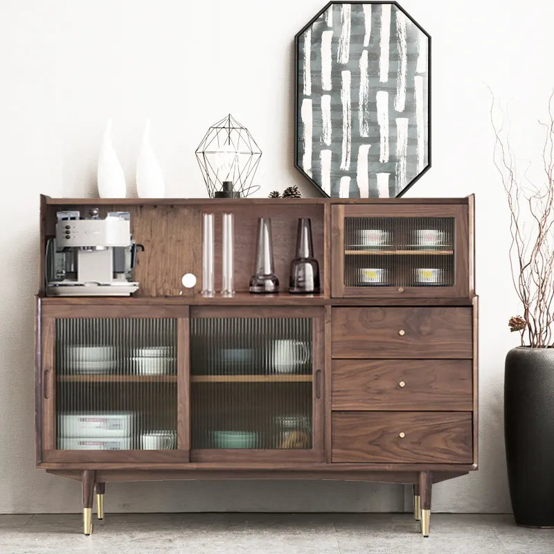 Vintage-Style Solid Wood Glass Cabinet with Sleek Modern Design fyf-2244