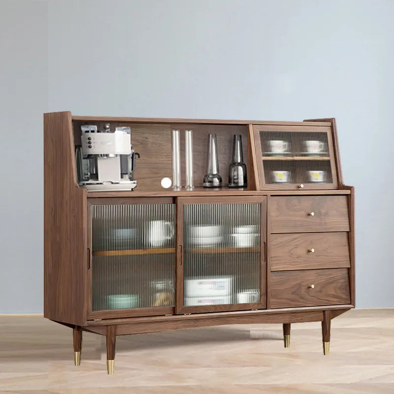 Vintage-Style Solid Wood Glass Cabinet with Sleek Modern Design fyf-2244