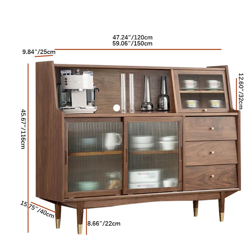 Vintage-Style Solid Wood Glass Cabinet with Sleek Modern Design fyf-2244