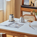 Discover Elegance: Table with Black Sintered Stone and Natural Wood Finishes fyg-653