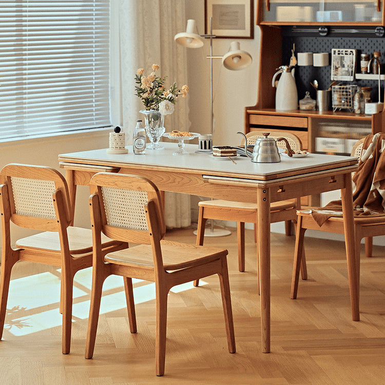 Elegant Cherry Wood and Oak Tables with Durable Sintered Stone Surfaces - Perfect for Any Home Decor fyg-655