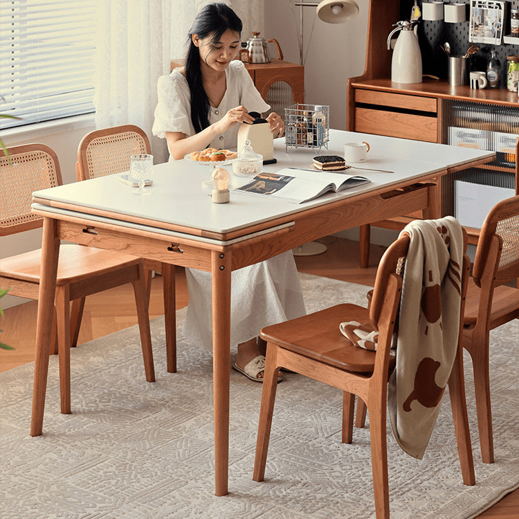 Elegant Cherry Wood and Oak Tables with Durable Sintered Stone Surfaces - Perfect for Any Home Decor fyg-655