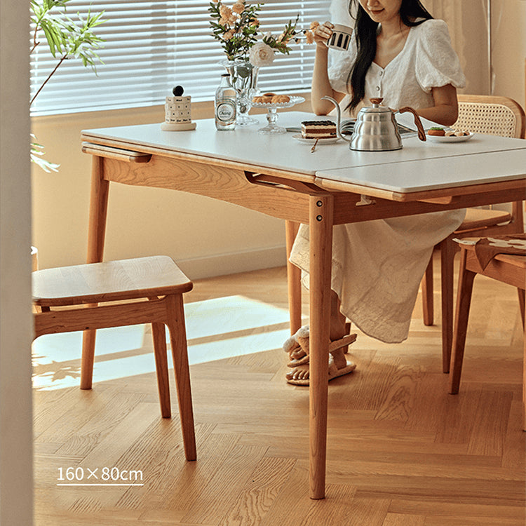 Elegant Cherry Wood and Oak Tables with Durable Sintered Stone Surfaces - Perfect for Any Home Decor fyg-655