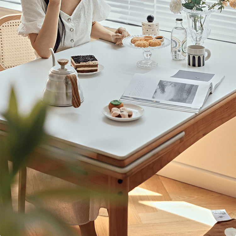 Elegant Cherry Wood and Oak Tables with Durable Sintered Stone Surfaces - Perfect for Any Home Decor fyg-655