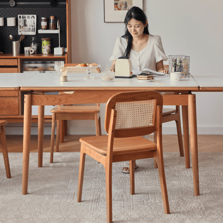 Elegant Cherry Wood and Oak Tables with Durable Sintered Stone Surfaces - Perfect for Any Home Decor fyg-655