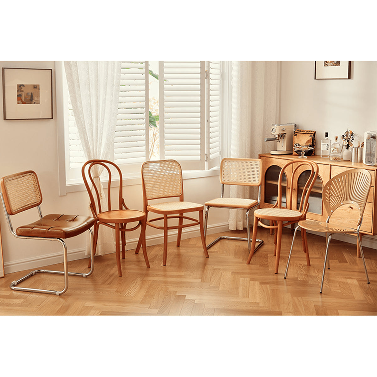 Elegant Red Oak Wood Chair with Natural Finish and Comfortable Cotton Seat fyg-659