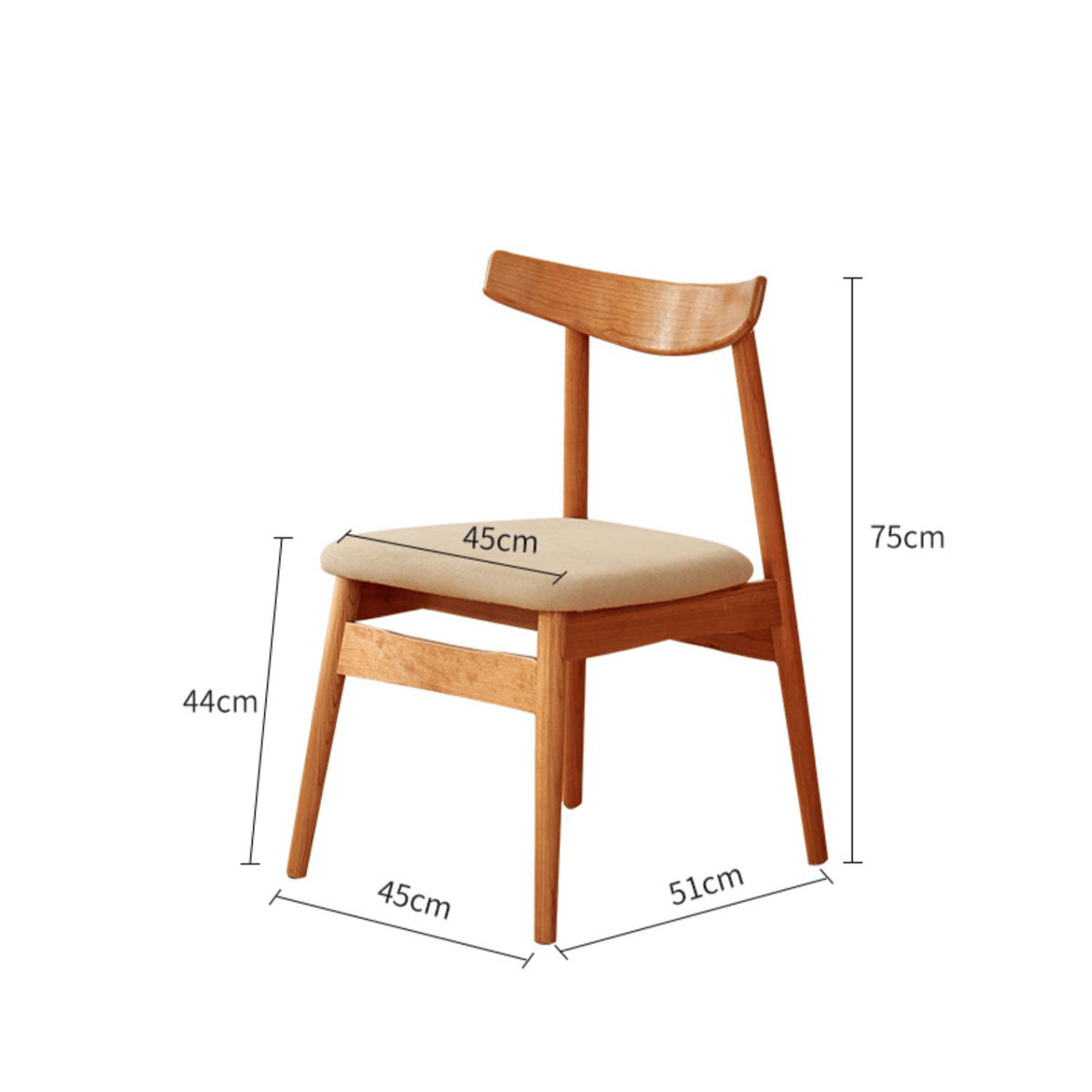 Elegant Red Oak Wood Chair with Natural Finish and Comfortable Cotton Seat fyg-659