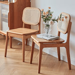 Elegant Cherry Wood Chair with Natural Rattan Accent fyg-661