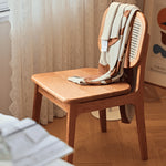 Elegant Cherry Wood Chair with Natural Rattan Accent fyg-661