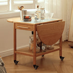 Stylish Light Oak Wood Tea Table with Metal and Nylon Accents - Natural Brown Finish fyg-666