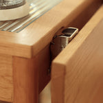 Stylish Light Oak Wood Tea Table with Metal and Nylon Accents - Natural Brown Finish fyg-666