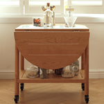 Stylish Light Oak Wood Tea Table with Metal and Nylon Accents - Natural Brown Finish fyg-666