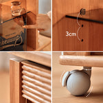 Elegant Tea Table: White Natural Wood with Sintered Stone & Cherry Wood Accents, Stainless Steel Frame fyg-668