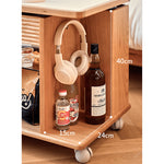 Elegant Tea Table: White Natural Wood with Sintered Stone & Cherry Wood Accents, Stainless Steel Frame fyg-668