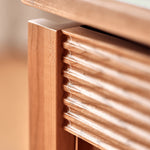 Elegant Tea Table: White Natural Wood with Sintered Stone & Cherry Wood Accents, Stainless Steel Frame fyg-668