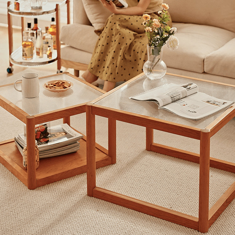 Elegant Cherry Wood Tea Table - Natural Finish for Timeless Style fyg-669