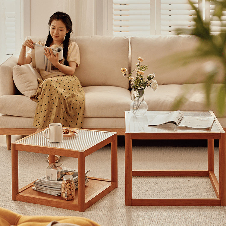 Elegant Cherry Wood Tea Table - Natural Finish for Timeless Style fyg-669