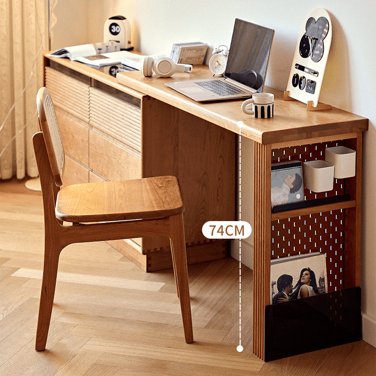 Elegant Cherry Wood Vanity Table with Multi-Layer Board and Glass Top fyg-670