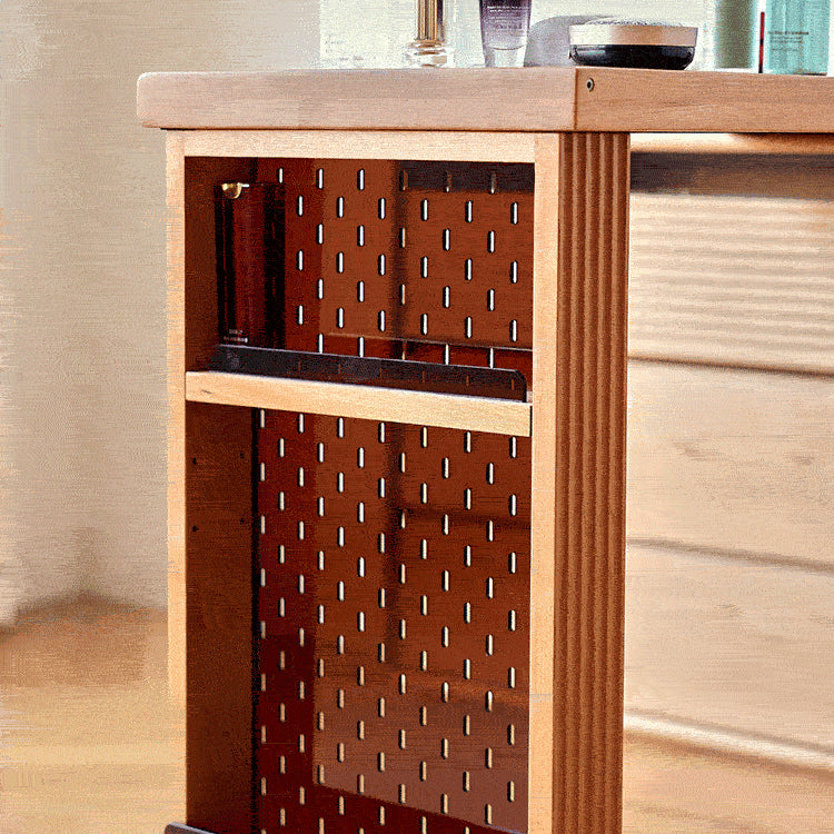 Elegant Cherry Wood Vanity Table with Multi-Layer Board and Glass Top fyg-670