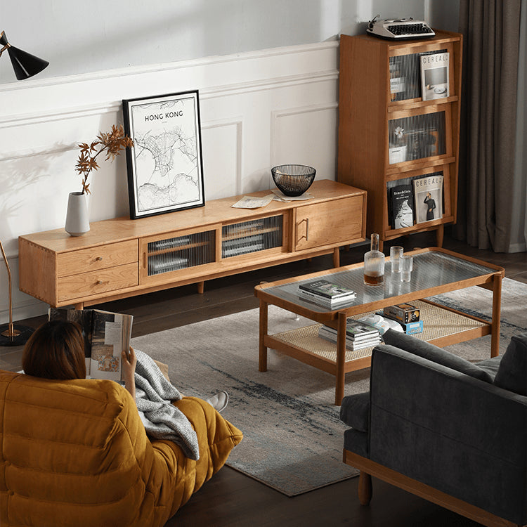 Elegant Multi-Wood TV Cabinet with Glass Doors fyg-672