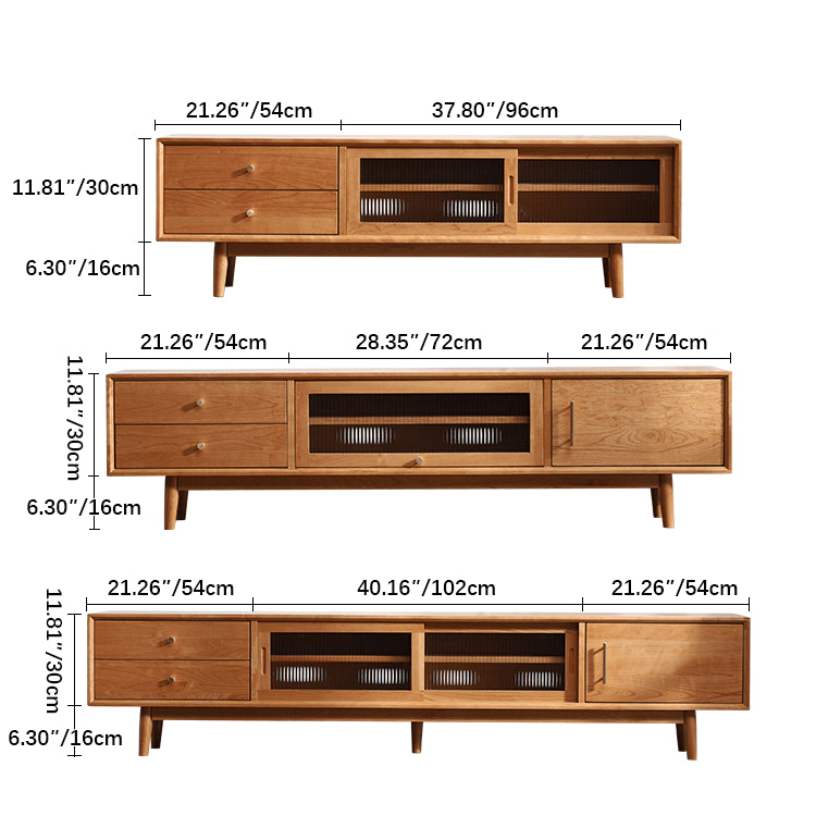 Elegant Multi-Wood TV Cabinet with Glass Doors fyg-672