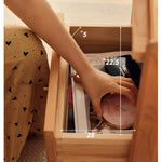 Elegant Bedside Cupboard with Glass Door - Cherry & Tung Wood Finish fyg-674