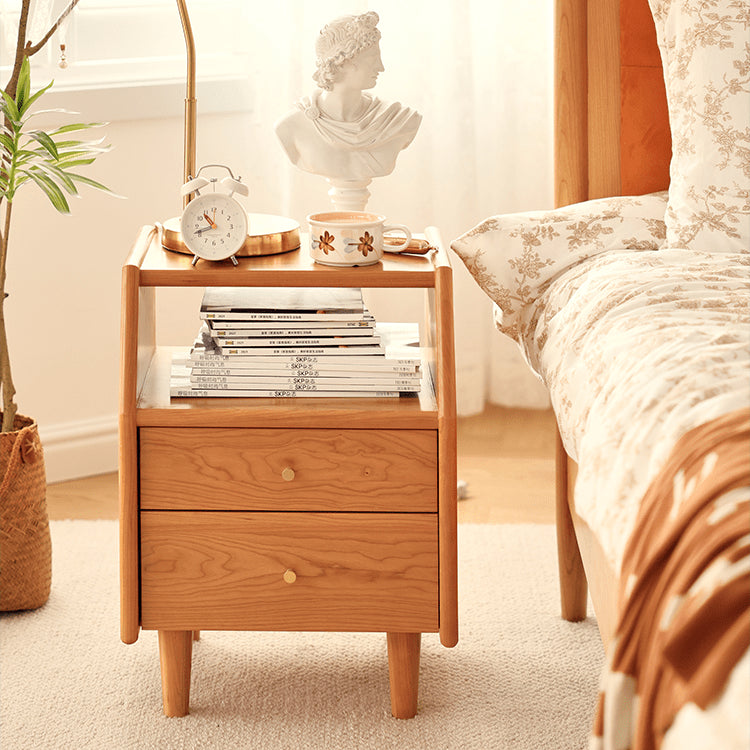 Elegant Bedside Cupboard in Rich Cherry, Tung, and Red Oak Wood Finishes fyg-675